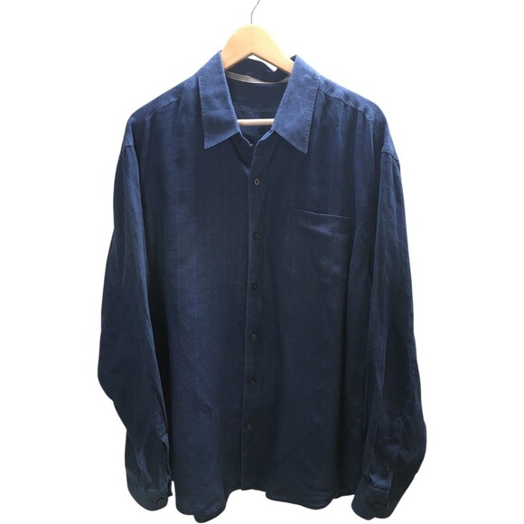 Tommy Bahama Shirt Men's Size XL Navy Blue Button Up - Picture 1 of 4